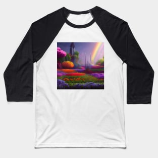 Rainbow in Floral Garden Baseball T-Shirt